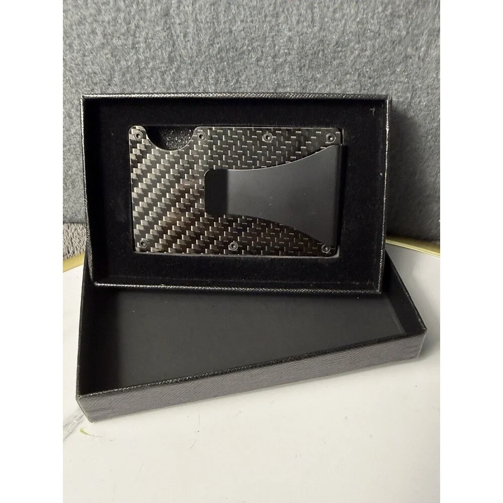 Mens RFID Blocking Slim Money Clip Carbon Fiber Wallet ID Credit Card Holder New